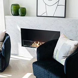 EcoSmart Fire Flex 42SS bioethanol fireplace adds a sleek single-sided, ventless focal point in Dover Heights private living room.