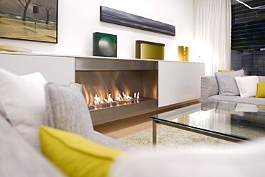 XL1200 Top Tray Black Fireplace Tray - In-Situ Image by EcoSmart Fire