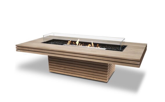 Gin 90 (Chat) Fire Pit - Ethanol / Teak / *Optional fire screen / Teak colours may vary by EcoSmart Fire
